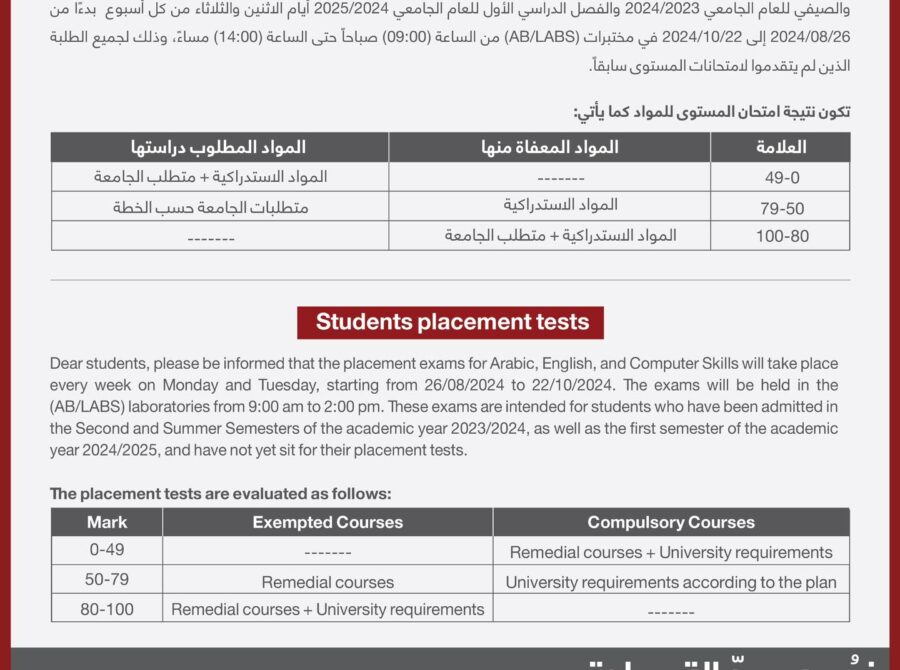 اعلان امتخان 21-8-2024